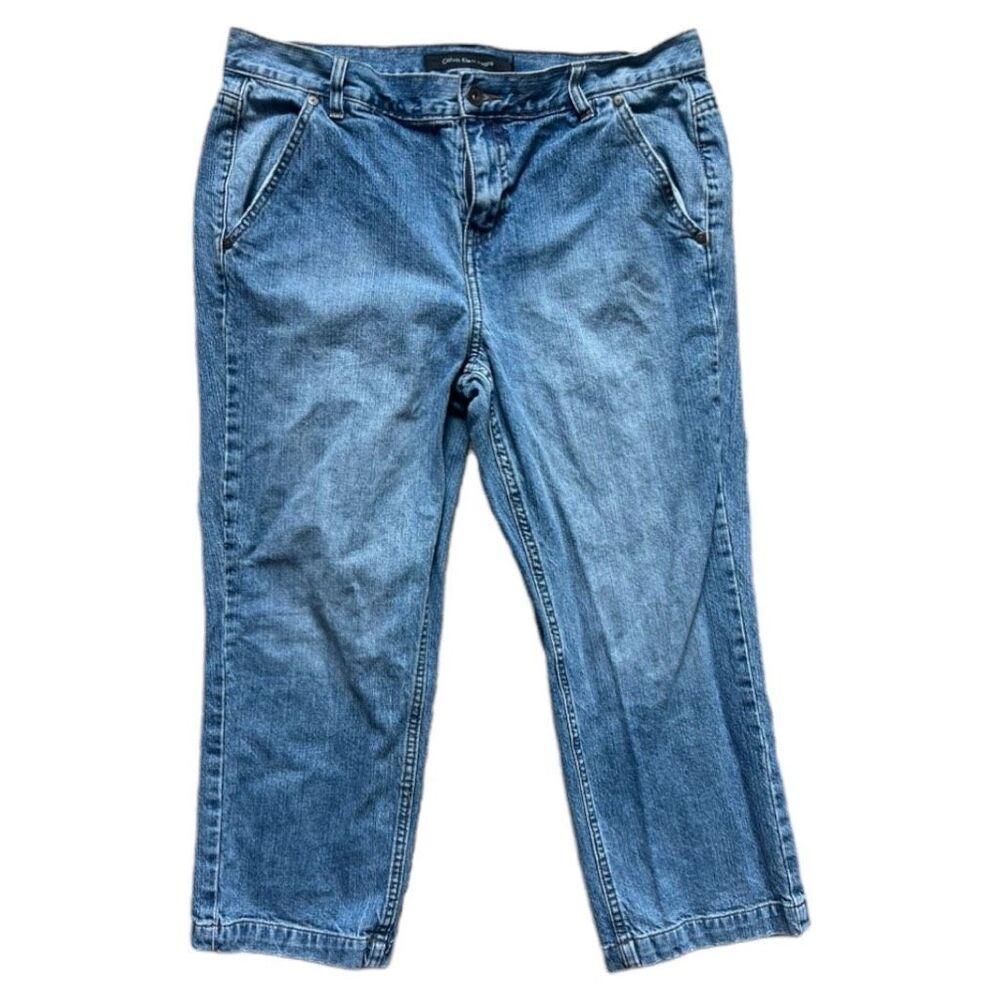 Womens Vintage Calvin Klein Y2K Classic Stonewash Denim Jean Jeans Capris Sz 10 - Picture 2 of 3